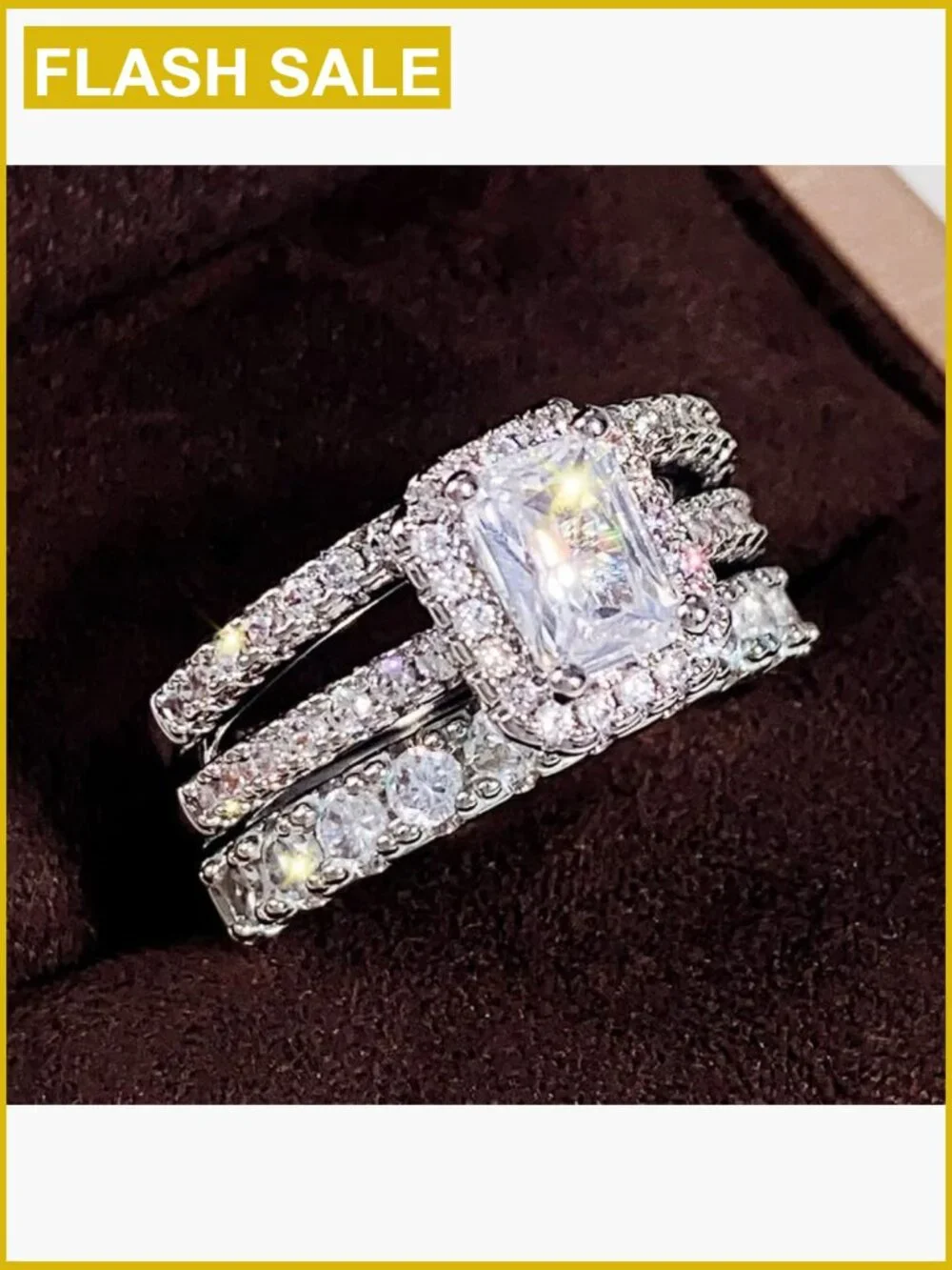925 Sterling Silver Cushion Cut Cubic Zirconia Wedding Band Ring Size 9